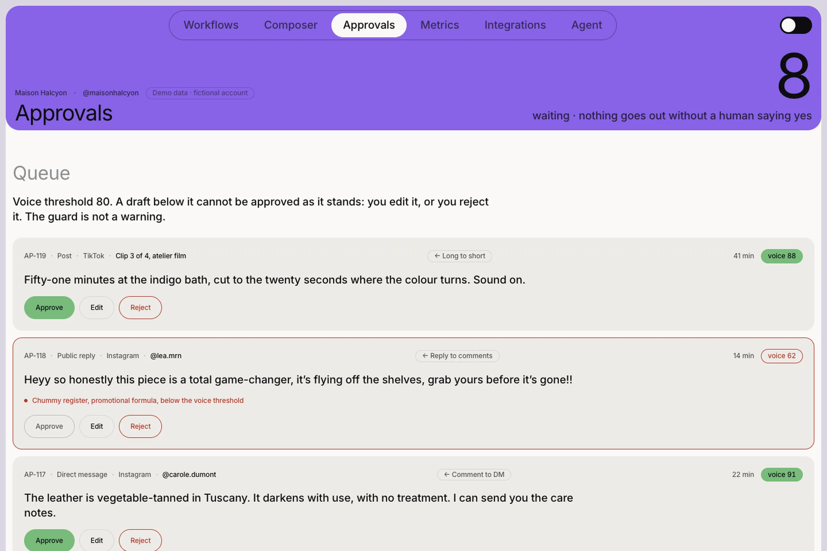 Social OS, la file d'approbation